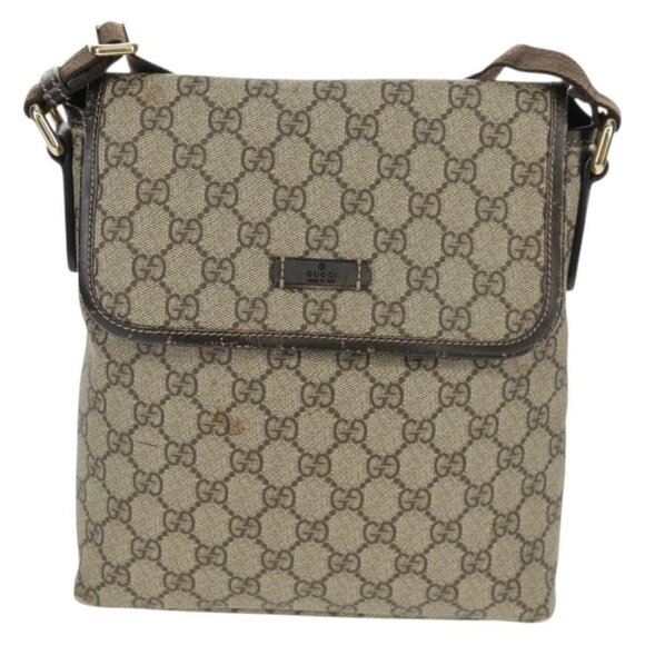 Authentic GUCCI GG Supreme Shoulder Bag PVC Beige Gold 223666 - Picture 9 of 16